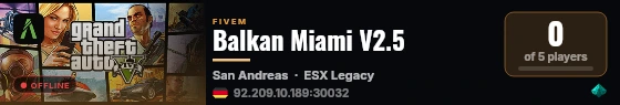 Balkan Miami V2.5 live status badge
