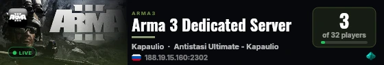 Arma 3 Dedicated Server live status badge