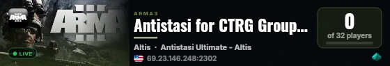 Antistasi for CTRG Group 10 ONYX live status badge
