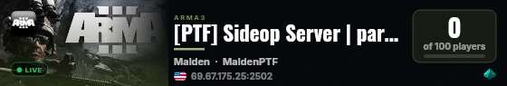 [PTF] Sideop Server | paramarines.net, discord.gg/paramarines live status badge