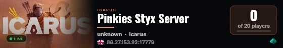Pinkies Styx Server live status badge