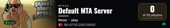 Default MTA Server live status badge