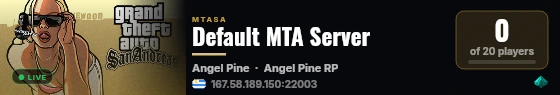 Default MTA Server live status badge