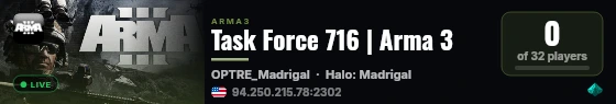 Task Force 716 | Arma 3 live status badge