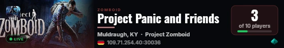 Project Panic and Friends live status badge