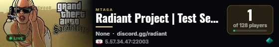 Radiant Project | Test Server live status badge