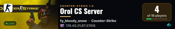 Orol CS Server live status badge