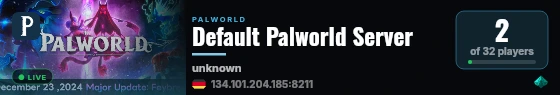 Default Palworld Server live status badge