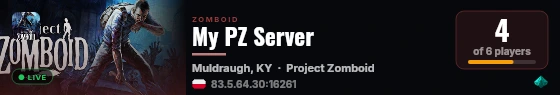 My PZ Server live status badge