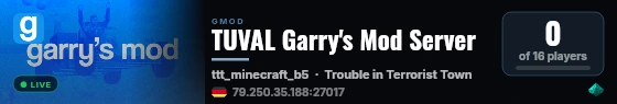 TUVAL Garry's Mod Server live status badge