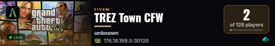 TREZ Town CFW live status badge