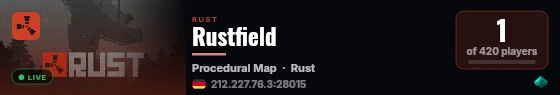 Rustfield live status badge