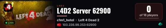 L4D2 Server 62900 live status badge