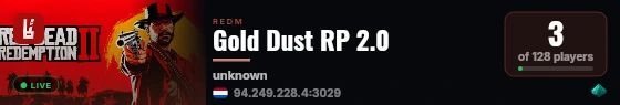 Gold Dust RP 2.0 live status badge