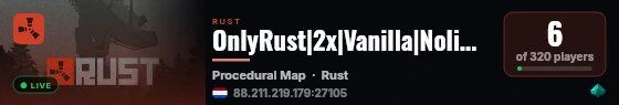 OnlyRust|2x|Vanilla|Nolimit|SmallestMap live status badge