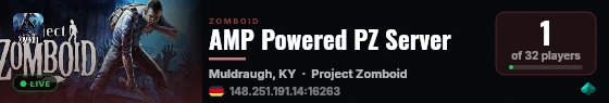 AMP Powered PZ Server live status badge