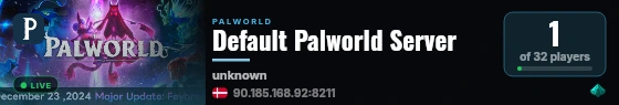 Default Palworld Server live status badge