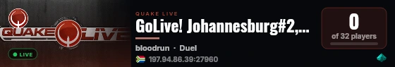 GoLive! Johannesburg#2,ZA DUEL#1 antilag live status badge