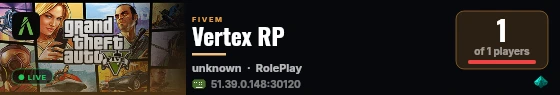 Vertex RP live status badge