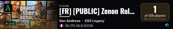 [FR] [PUBLIC] Zenon Roleplay - discord.gg/zenonrp live status badge