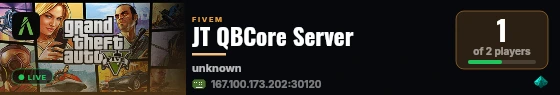 JT QBCore Server live status badge