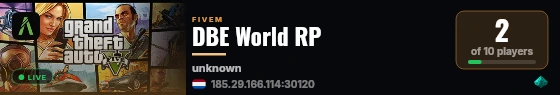 DBE World RP live status badge