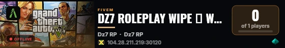DZ7 ROLEPLAY WIPE 🡺 WL FECHADA live status badge