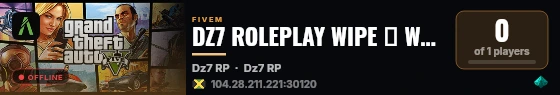 DZ7 ROLEPLAY WIPE 🡺 WL FECHADA live status badge