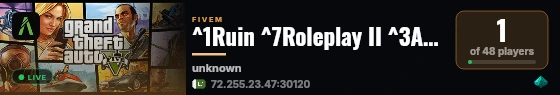 ^1Ruin ^7Roleplay II ^3Asia live status badge