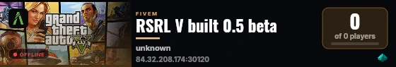 RSRL V built 0.5 beta live status badge