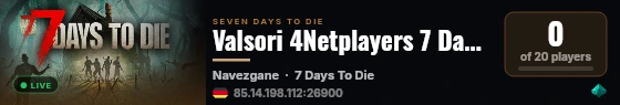 Valsori 4Netplayers 7 Days to Die Server live status badge