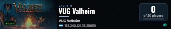 VUG Valheim live status badge