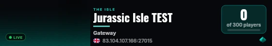 Jurassic Isle TEST live status badge