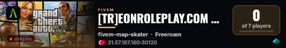 [TR]EONROLEPLAY.COM Whitelisted - HARDRP - Oyun içi her şey ücretsiz! - https://discord.gg/gvbuErJ   live status badge