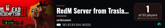 RedM Server from Traslasierra live status badge