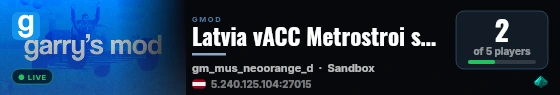 Latvia vACC Metrostroi server live status badge