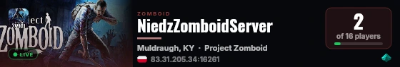 NiedzZomboidServer live status badge