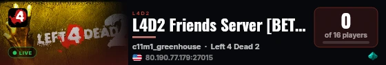 L4D2 Friends Server [BETA v1] live status badge