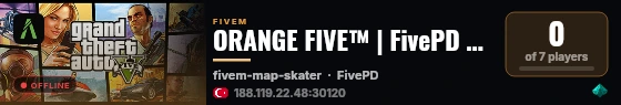 ORANGE FIVE™ | FivePD & Text-based Roleplay live status badge