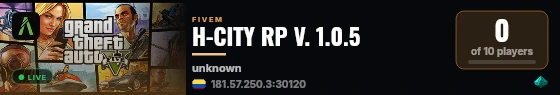 H-CITY RP V. 1.0.5 live status badge