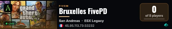 Bruxelles FivePD live status badge