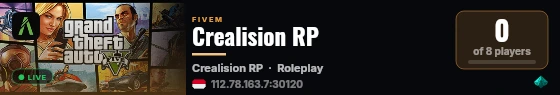 Crealision RP live status badge
