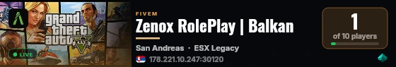 Zenox RolePlay | Balkan live status badge