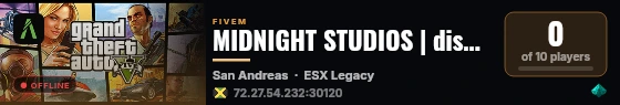 MIDNIGHT STUDIOS | discord.gg/cyFPvHUXgy live status badge