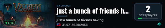 just a bunch of friends having fun live status badge