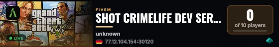 SHOT CRIMELIFE DEV SERVER live status badge