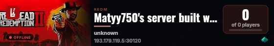 Matyy750's server built with RedM Basic Server! live status badge