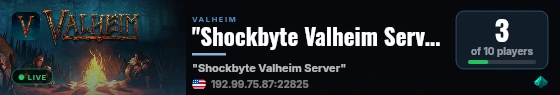 "Shockbyte Valheim Server" live status badge