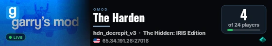 The Harden live status badge