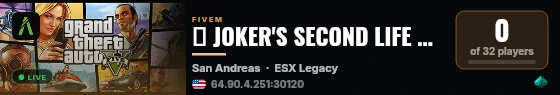 🎭 JOKER'S SECOND LIFE RP live status badge